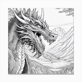 0 Coloring Pages For Adults, Dragon, In The Style Of Esrgan V1 X2plus Canvas Print