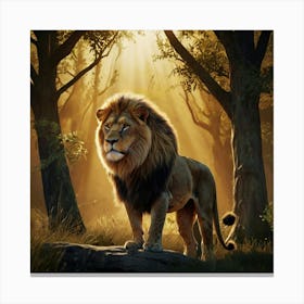 Lion In The Forest Canvas Print