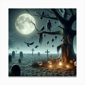 Halloween Graveyard 4 Canvas Print