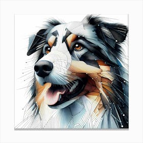 Collie Dog Head - Abstract Line Art Illustration 4 Canvas Print