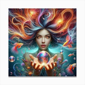 Woman Holding A Crystal Ball Canvas Print