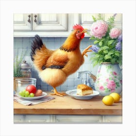 Chicken In The Kitchen 2 Canvas Print