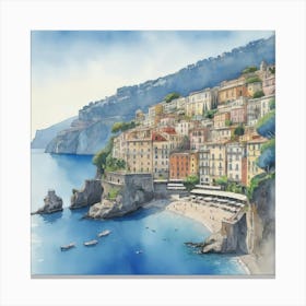 Sorrento Italy Blue Drawing Art Print Canvas Print