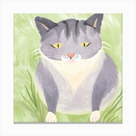 Cat In Grass Canvas Print