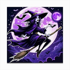 Witch Flying On A Broom 1 Canvas Print