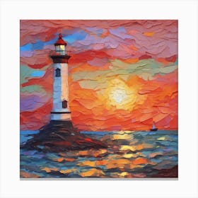 Lighthouse At Sunset 1 Canvas Print