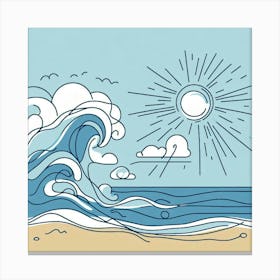 Wave And Sun On The Beach Canvas Print