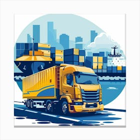 Freight Truck On The Road Canvas Print