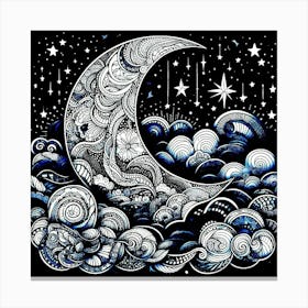 Moon And Stars 14 Canvas Print