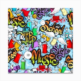 Graffiti Characters Seamless Patterns Canvas Print