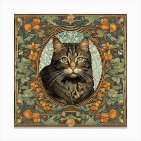 william morris inspired tabby cat 2 Canvas Print