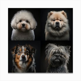 Four dogs portrait Canvas Print