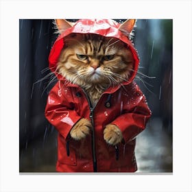 Cat In Raincoat 1 Canvas Print
