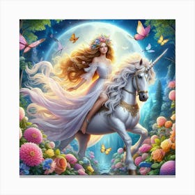 Lady Godiva on a Unicorn 2 Canvas Print