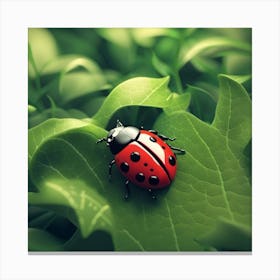 Ladybug On Leaf Canvas Print