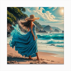 Girl On The Beach 3 Canvas Print