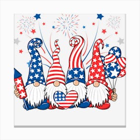 Hot Trend American Patriotic Gnomes Usa Independence Day Canvas Print