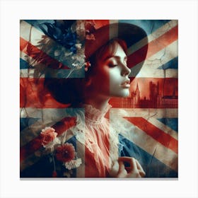 A british flag, a woman Canvas Print