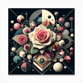 Geometric Art Roses 2 Canvas Print