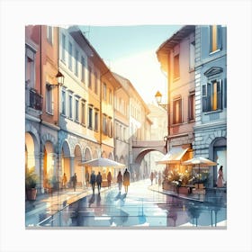 Watercolor Street Painting Canvas Print