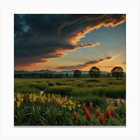 Sunset In The Meadow 14 Canvas Print