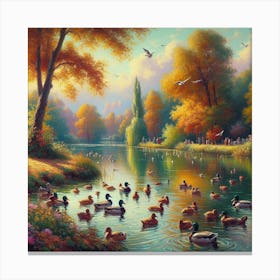 Ducks In The Pond 1 Canvas Print