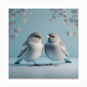 Firefly A Modern Illustration Of 2 Beautiful Sparrows Together In Neutral Colors Of Taupe, Gray, Tan (77) Canvas Print
