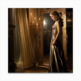 Woman In A Gold Dress Canvas Print