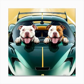 Vibrant Digital Art A Whimsical Scene Of Two Dogs In A Car 1 Canvas Print