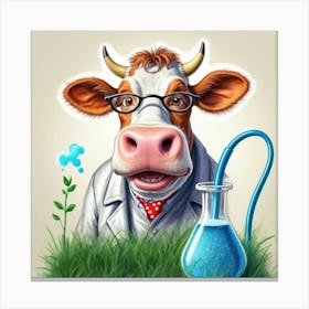 Cow In Lab Coat 4 Canvas Print