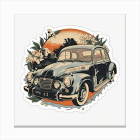 Drawing Of A Classic Sports Car Canvas Print
