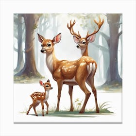 Deer Family Canvas Print