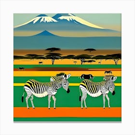 Zebras at Kilimanjaro Canvas Print