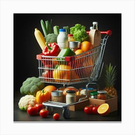 Shopping Cart Full Of Fruits And Vegetables 1 Canvas Print