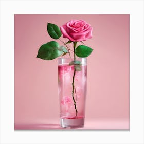 Pink Rose In A Glass Canvas Print