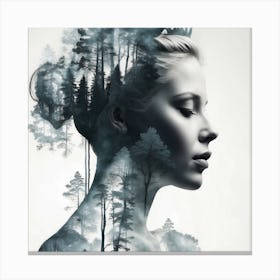 Portrait Of A Woman With Trees Canvas Print