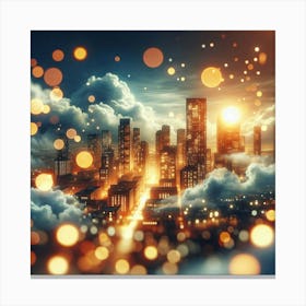 Cityscape At Night 1 Canvas Print