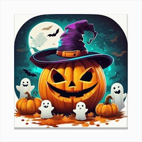 Halloween Pumpkin with hat 1 Canvas Print