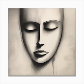 Minimalist Abstract Face Art Print (3) Canvas Print