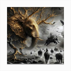 Elephants In The Forest Canvas Print