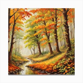 Forest In Autumn In Minimalist Style Square Composition 143 Canvas Print