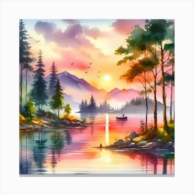 Sunset Landscape Painting 1 Canvas Print