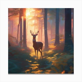 Deer In The Forest Fantasy  Canvas Print