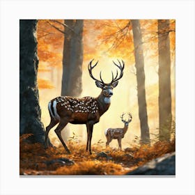 Deer In The Forest 147 Canvas Print