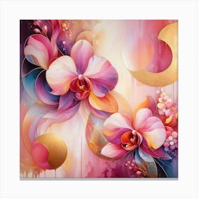 Abstract Luminous Flora, Contemporary Orchids Canvas Print