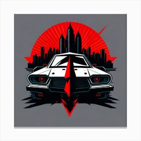 Car Red Artwork Of Graphic Design Flat (27) Canvas Print