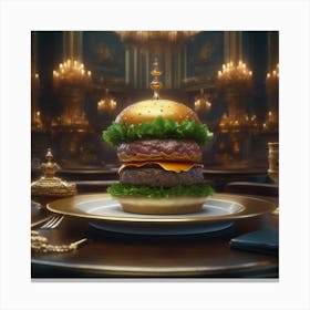 Burger On A Plate 70 Canvas Print