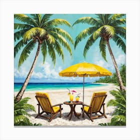 Two Chairs On The Beach 3 Canvas Print