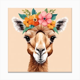 Floral Baby Camel Nursery Illustration (5) Canvas Print