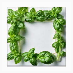 Frame Of Fresh Basil Leaves Canvas Print